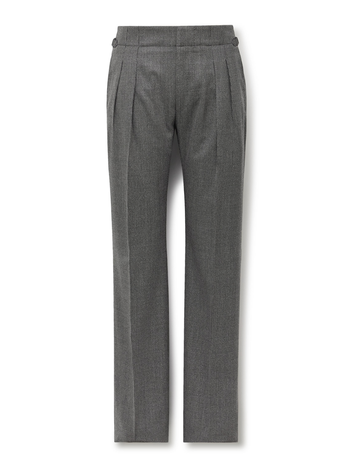 Tom Ford Straight-leg Pleated Birdseye Wool Suit Trousers In Gray
