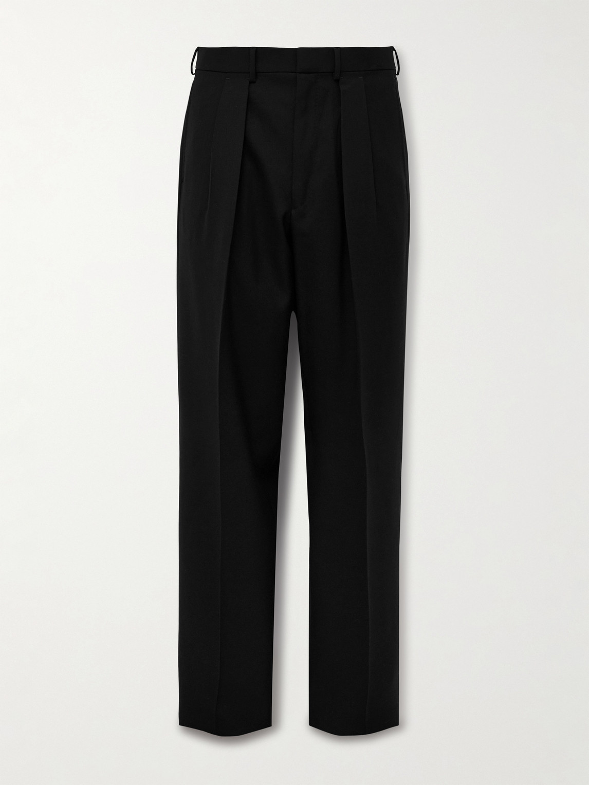 Tom Ford Straight-leg Pleated Wool-crepe Suit Trousers In Black