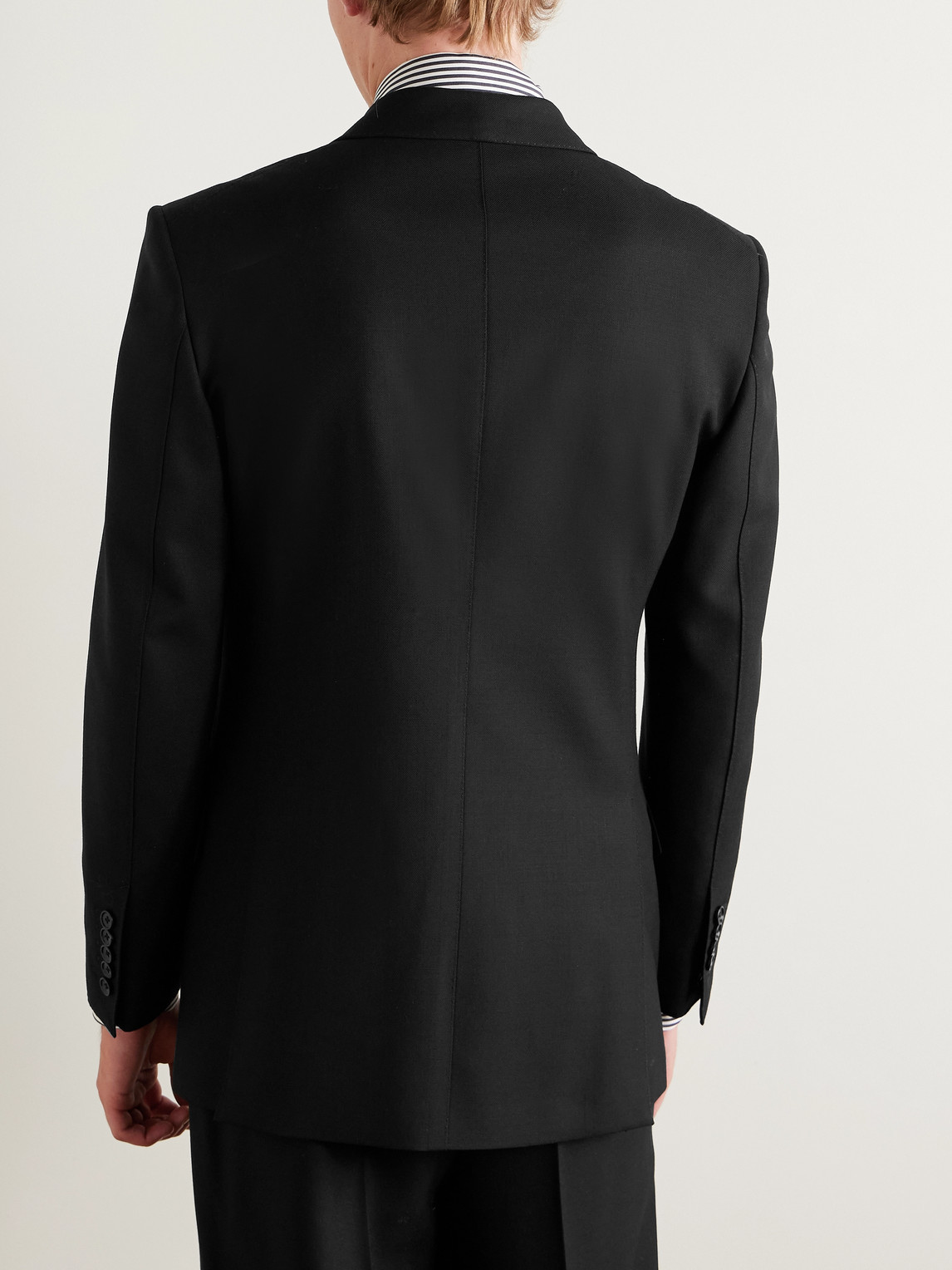 Tom Ford Slim-fit Double-breasted Wool-crepe Suit Jacket In Black