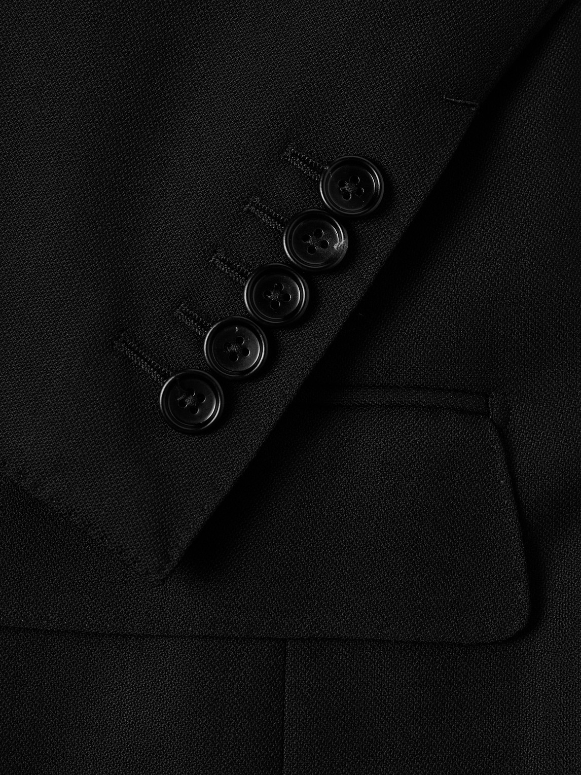 Tom Ford Slim-fit Double-breasted Wool-crepe Suit Jacket In Black