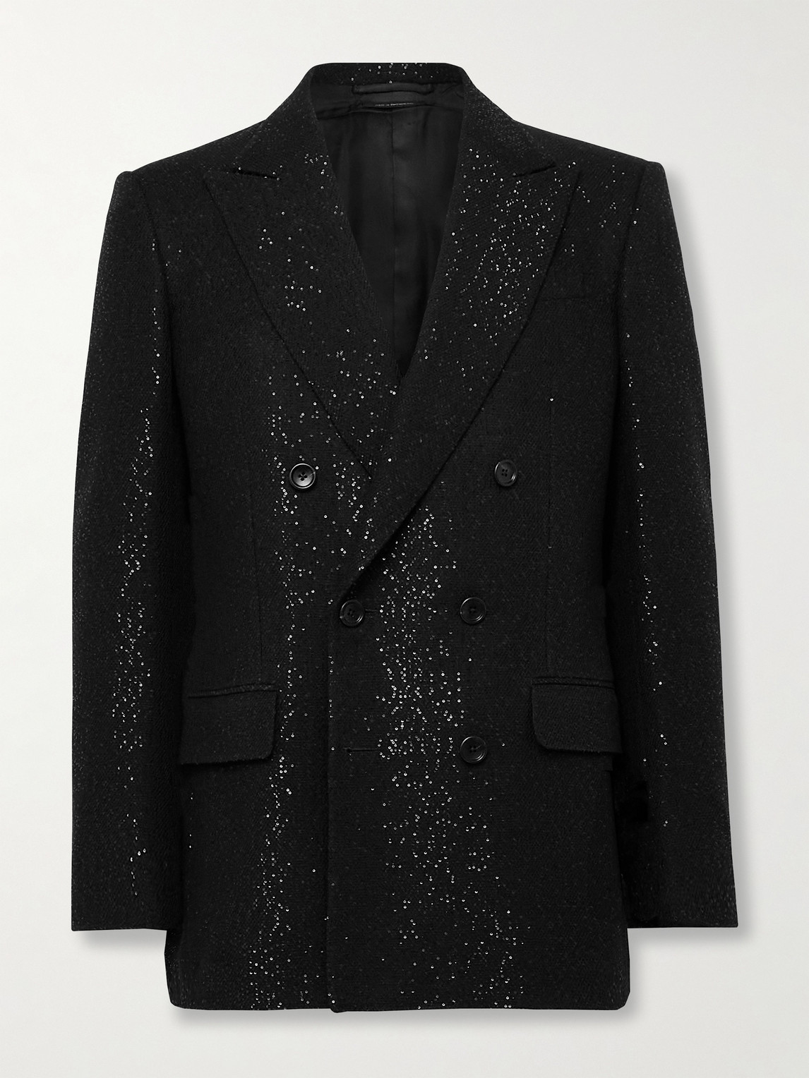 Tom Ford Double-Breasted Sequinned Wool-Blend Suit Jacket IT 48