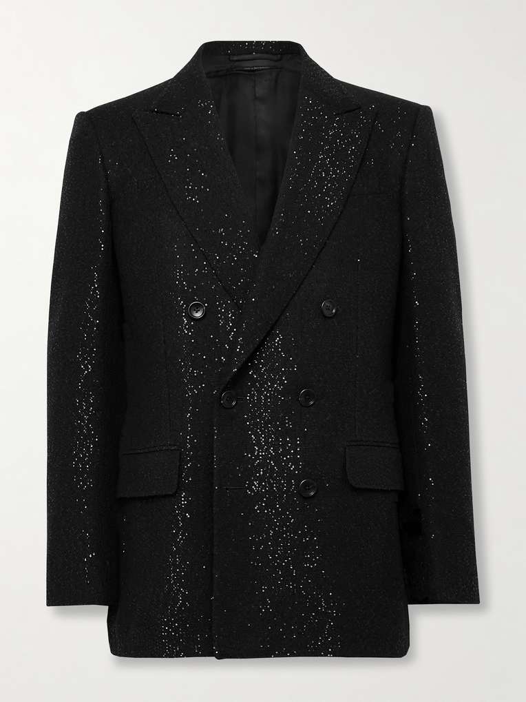 TOM FORD Double-Breasted Sequined Wool-Blend Suit Jacket