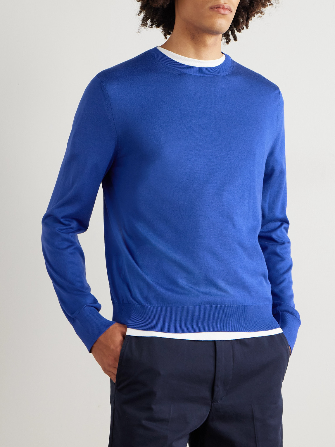 Tom Ford Silk Sweater In Blue