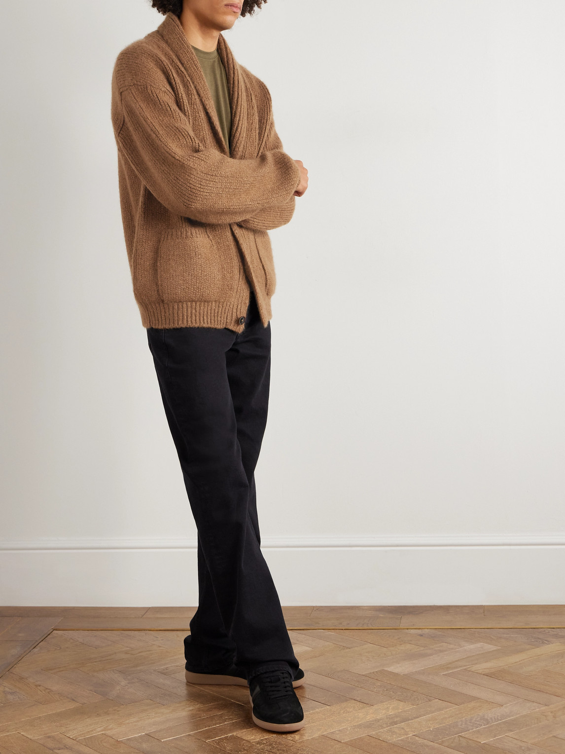 Tom Ford Shawl-collar Cashmere Cardigan In Brown