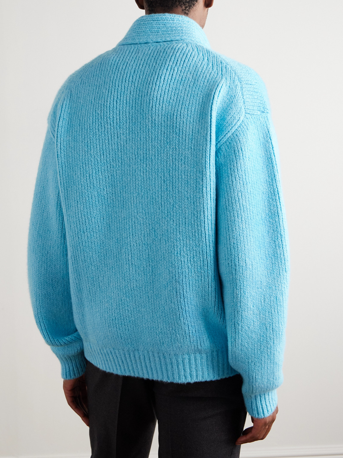 Tom Ford Mens Air Blue Shawl-collar Regular-fit Cashmere Cardigan In Blue