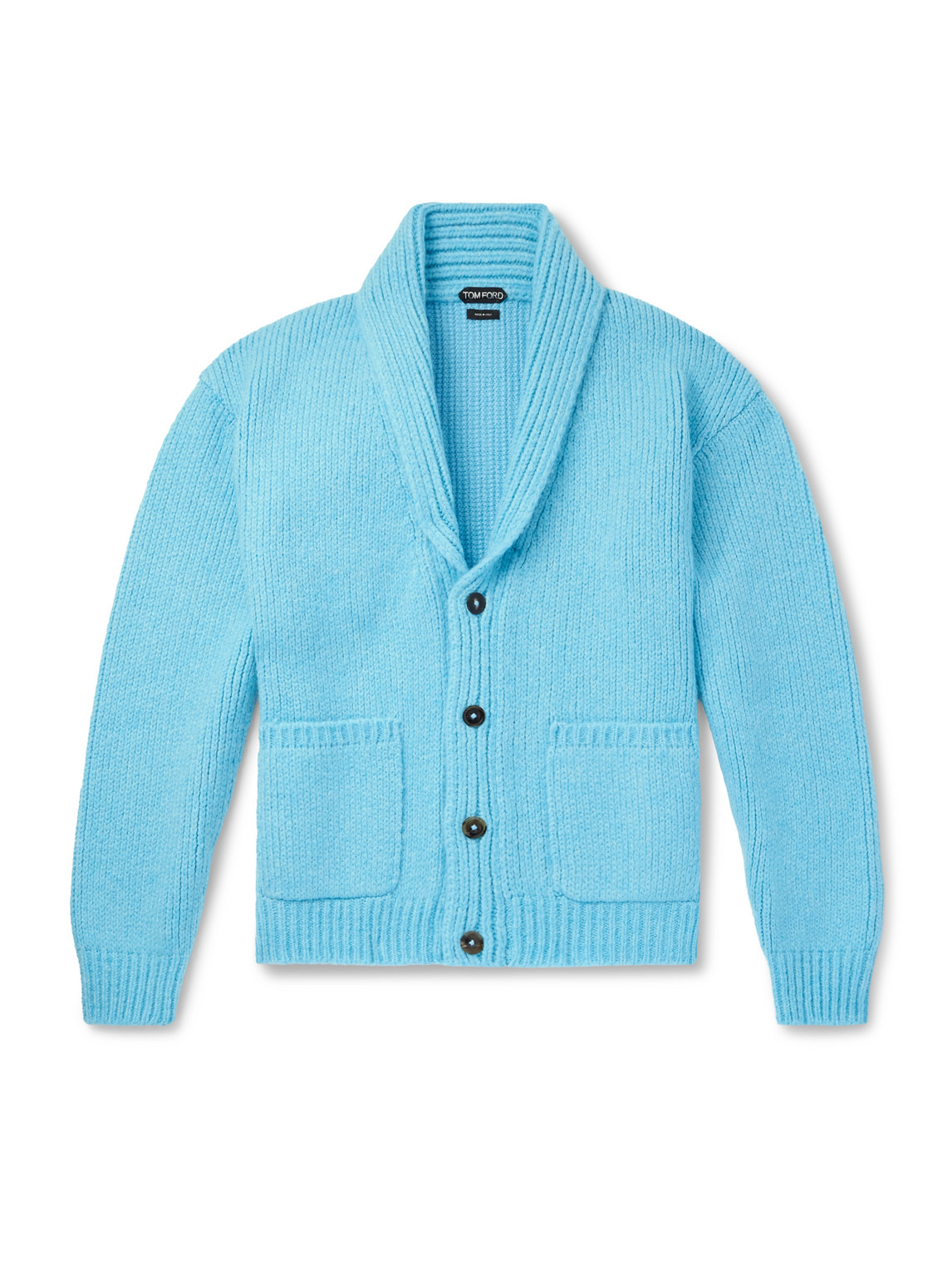 Tom Ford Mens Air Blue Shawl-collar Regular-fit Cashmere Cardigan In Blue