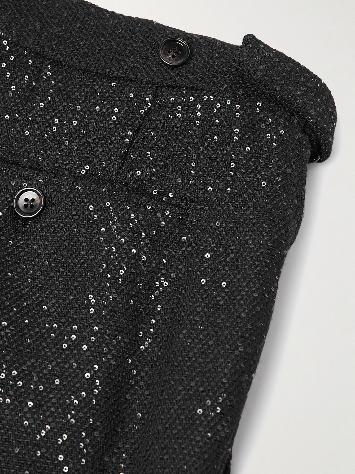 Tom Ford Tapered Sequin-embellished Wool-blend Bouclé Suit Trousers In Black