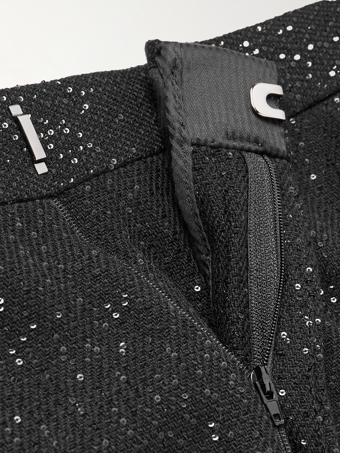 Tom Ford Tapered Sequin-embellished Wool-blend Bouclé Suit Trousers In Black