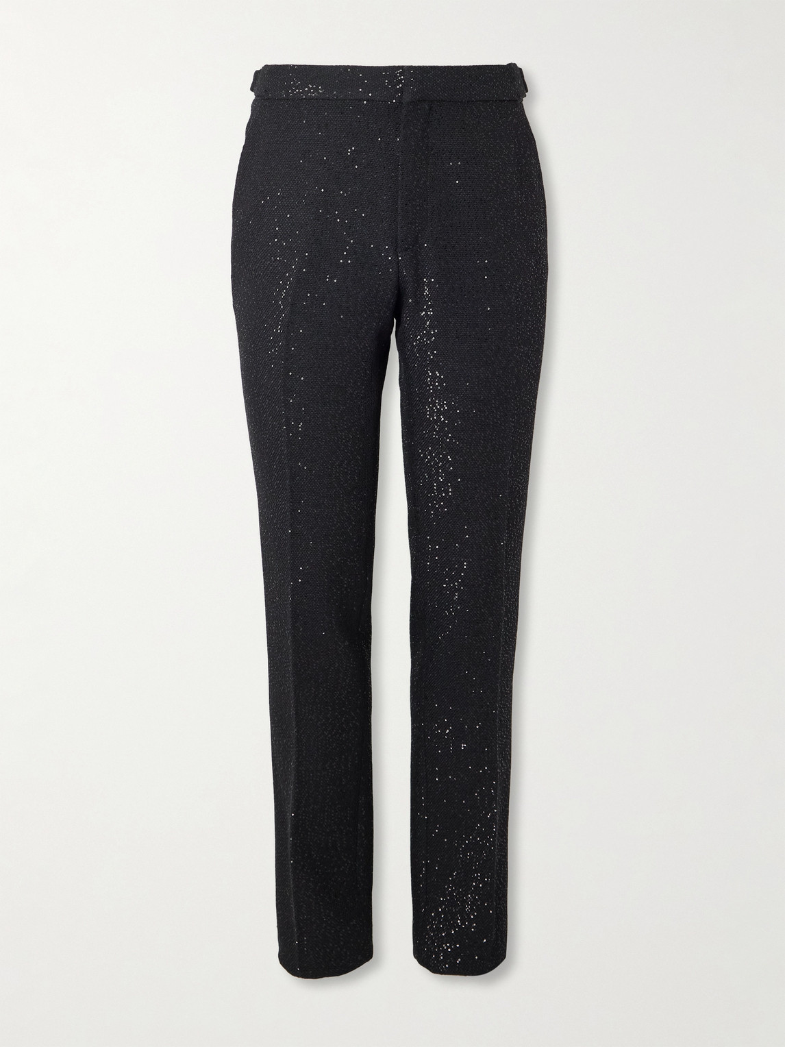 Tom Ford Tapered Sequin-embellished Wool-blend Bouclé Suit Trousers In Black