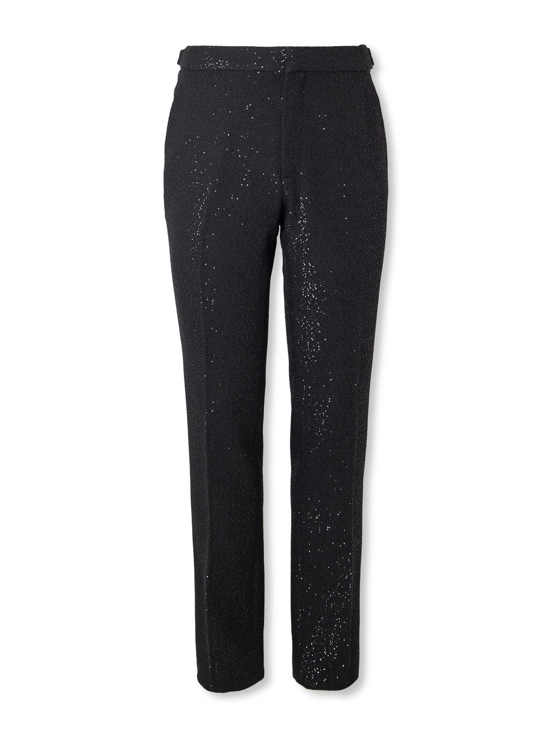 Tom Ford Tapered Sequin-embellished Wool-blend Bouclé Suit Trousers In Black