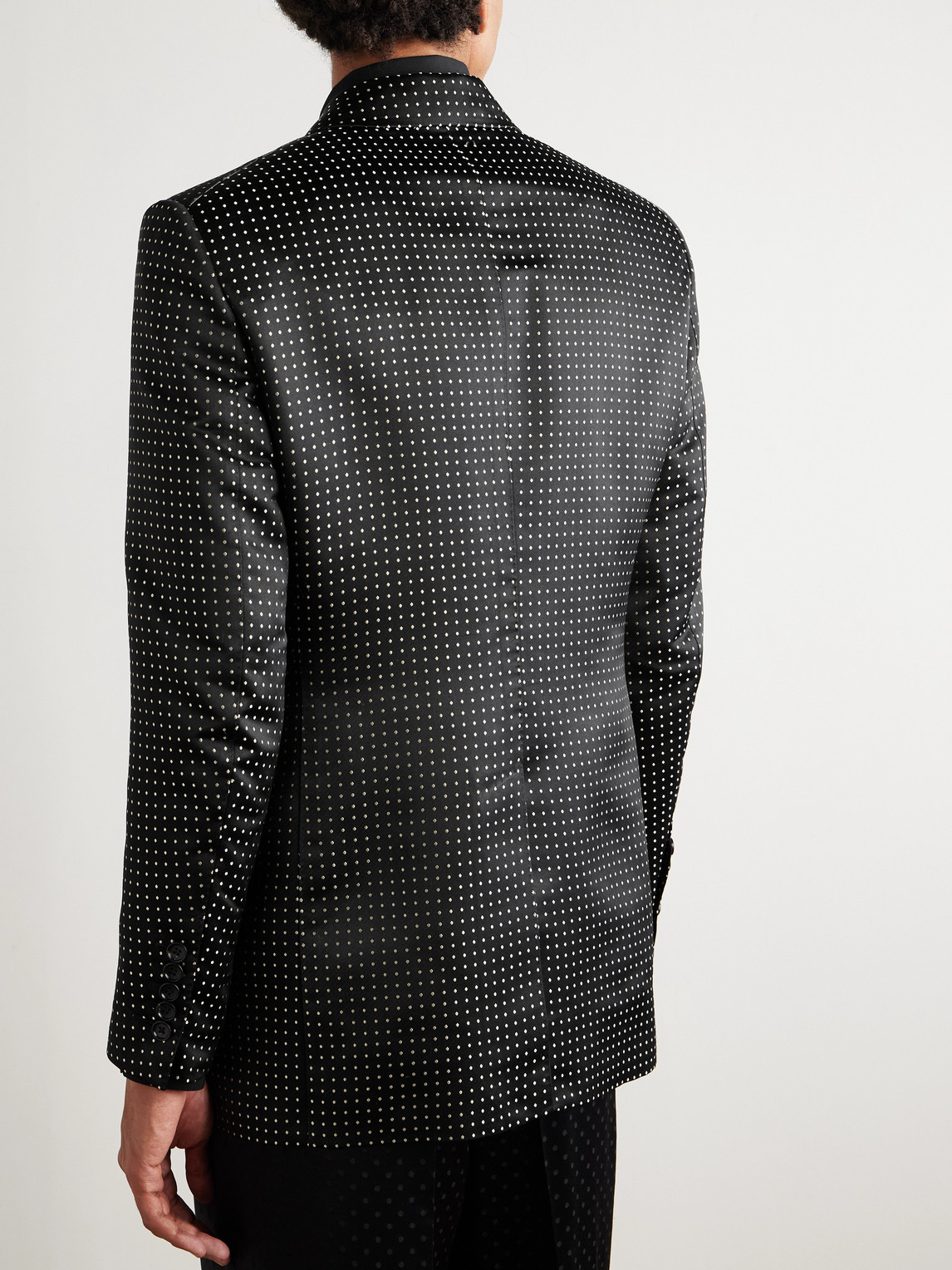  Tom Ford - Double-breasted Polka-dot Mulberry Silk-duchesse Satin Tuxedo Jacket - Men - Black - It 56 