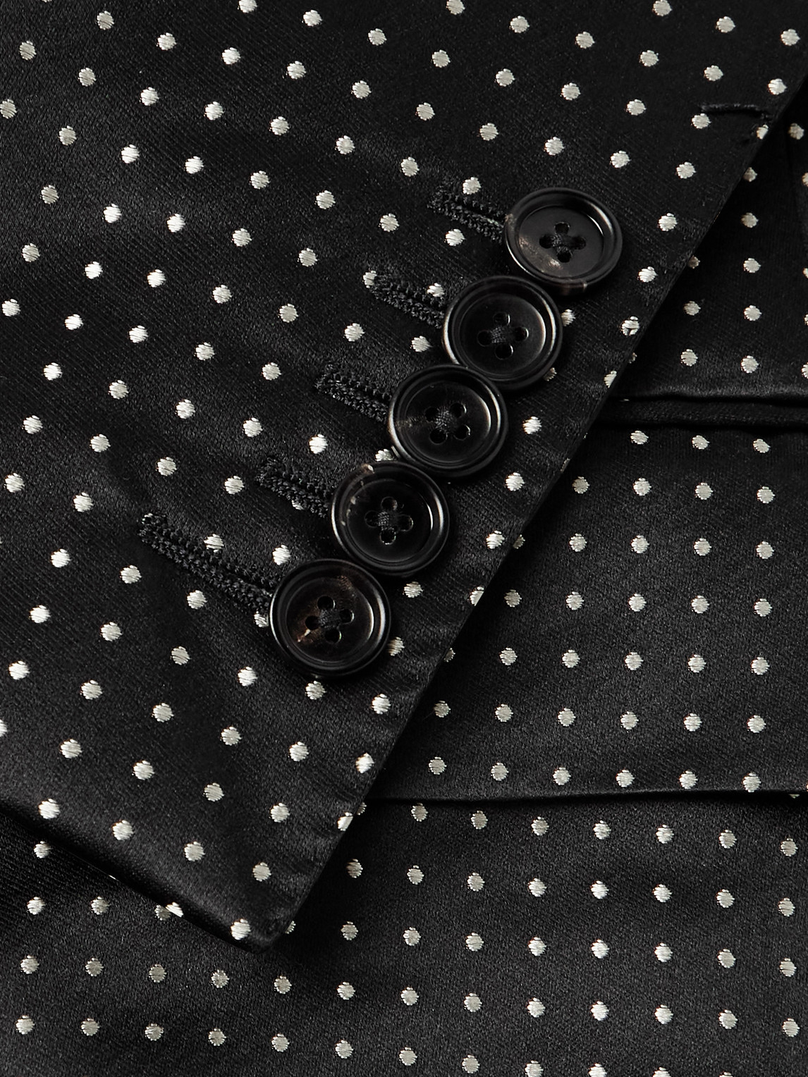  Tom Ford - Double-breasted Polka-dot Mulberry Silk-duchesse Satin Tuxedo Jacket - Men - Black - It 56 