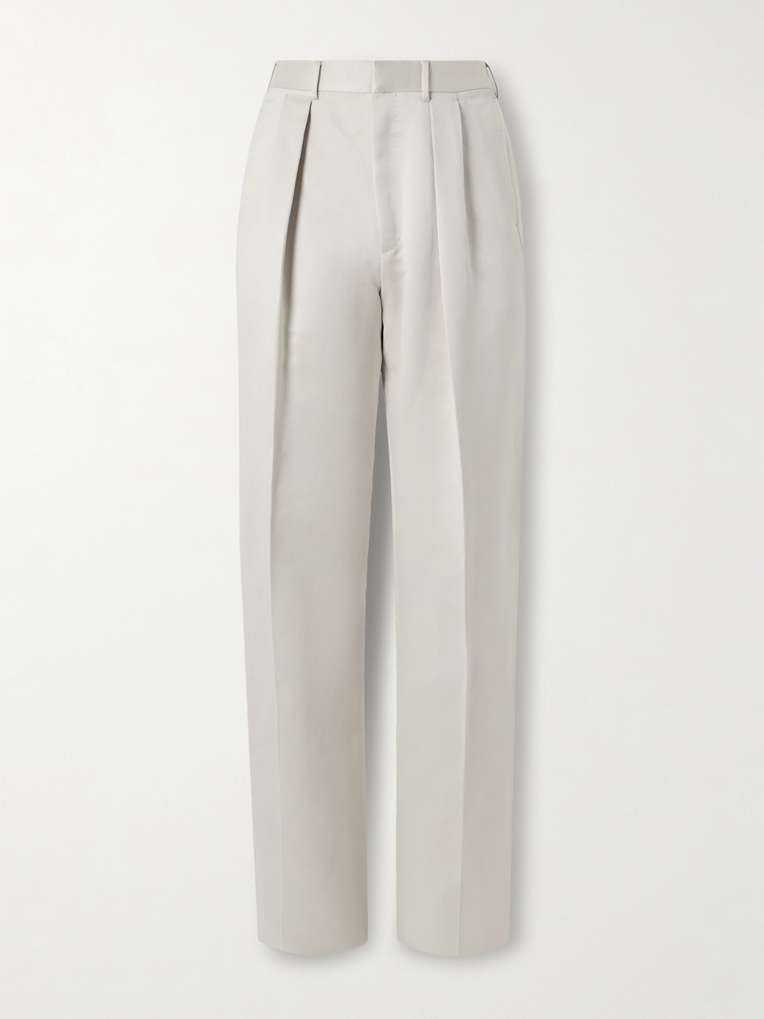 Tom Ford — Wide-Leg Pleated Cotton and Silk-Blend Satin Tuxedo Trousers