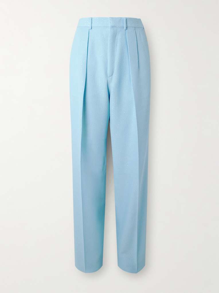 Tom Ford — Straight-Leg Pleated Sequin-Embellished Wool-Blend Suit Trousers