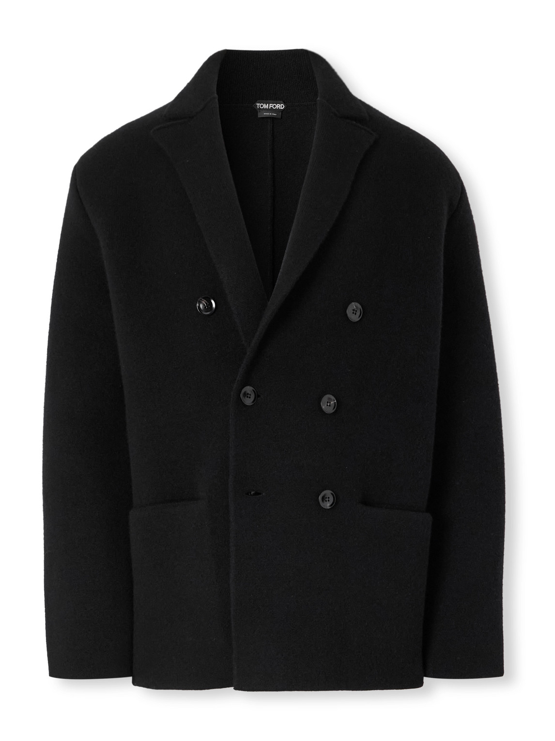 Tom Ford Double-breasted Cashmere-blend Suit Jacket In Black