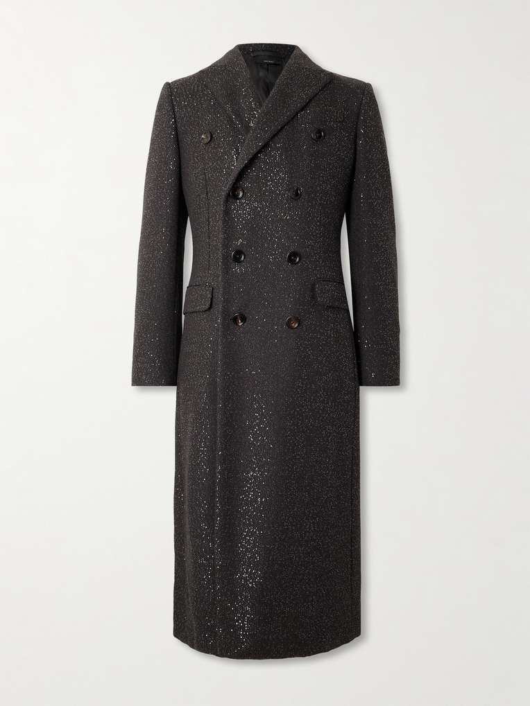Tom Ford — Double-Breasted Sequin-Embellished Wool-Blend Twill Coat