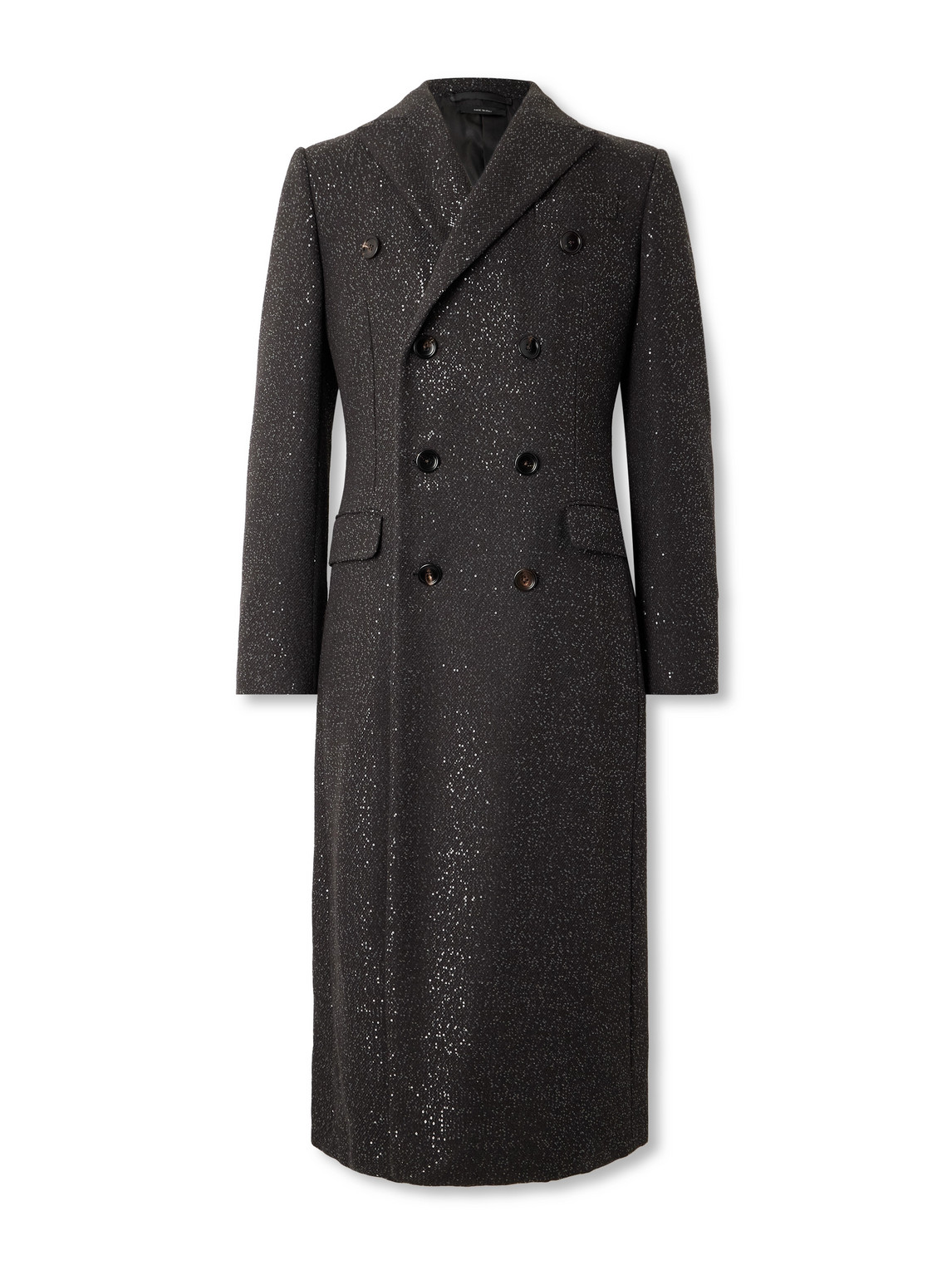 Tom Ford Double-breasted Sequin-embellished Wool-blend Twill Coat In Black