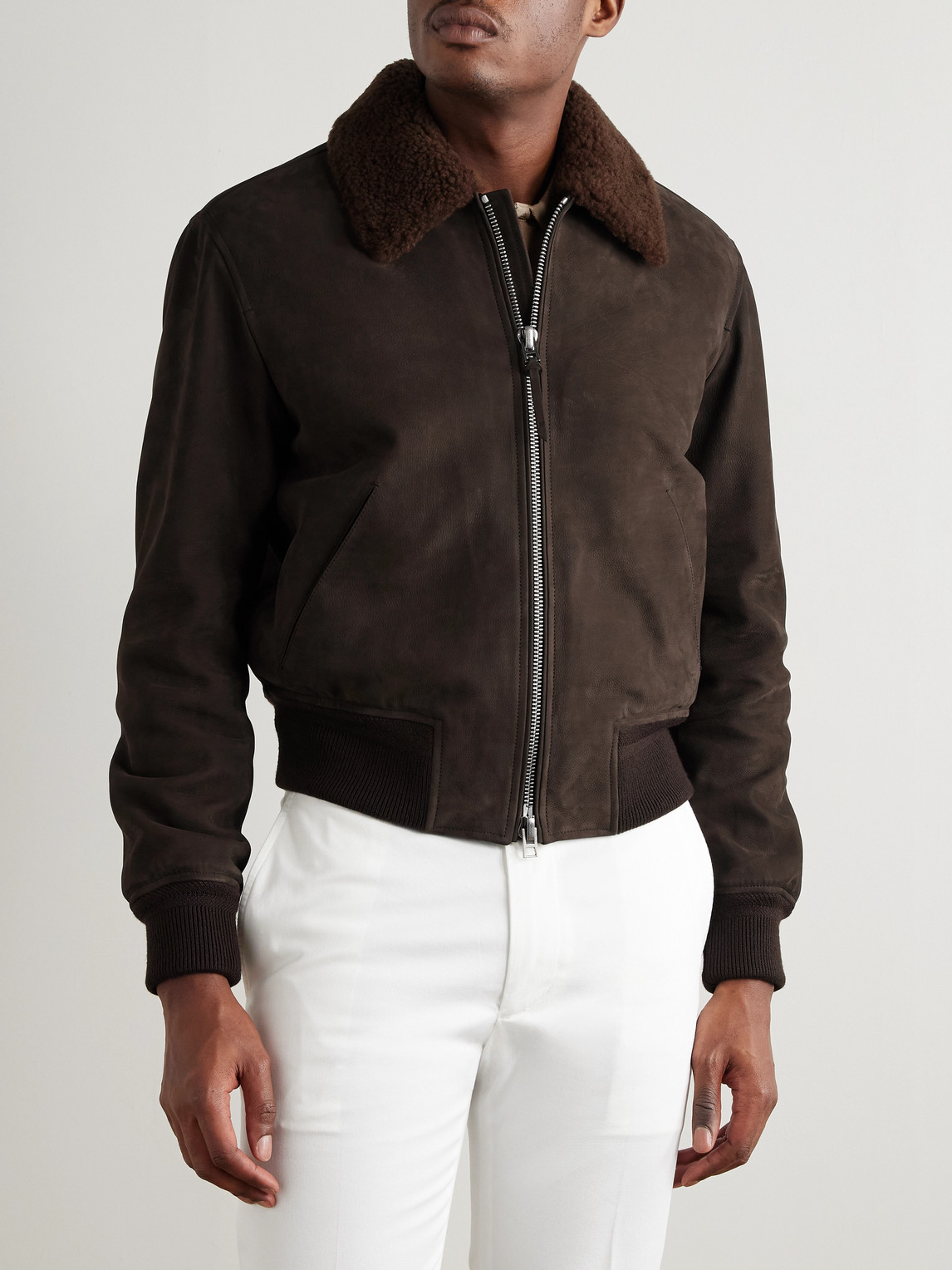  Tom Ford - Shearling Bomber Jacket - Men - Brown - It 46 