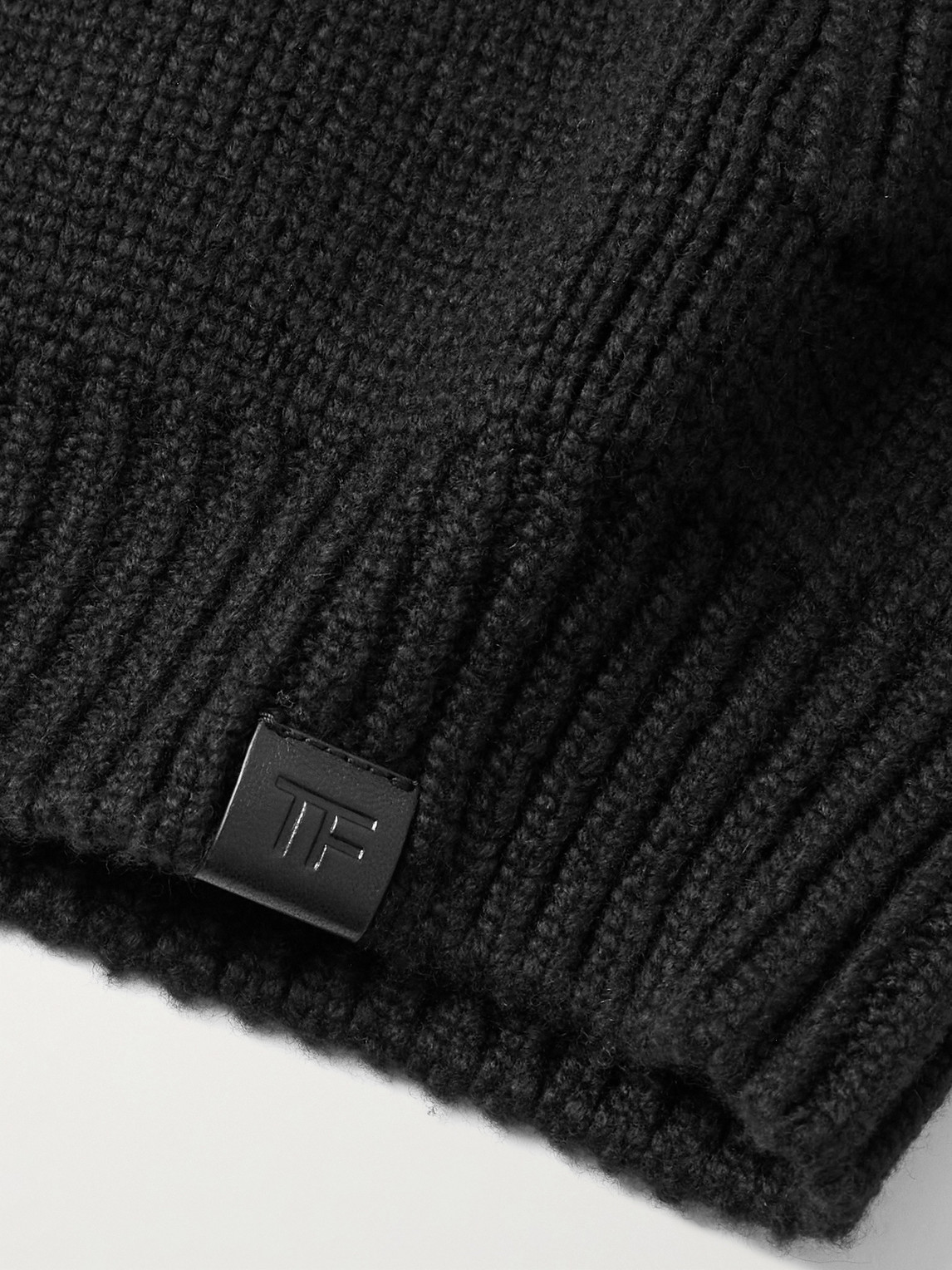 Tom Ford Shawl-collar Ribbed Silk And Wool-blend Cardigan In Black