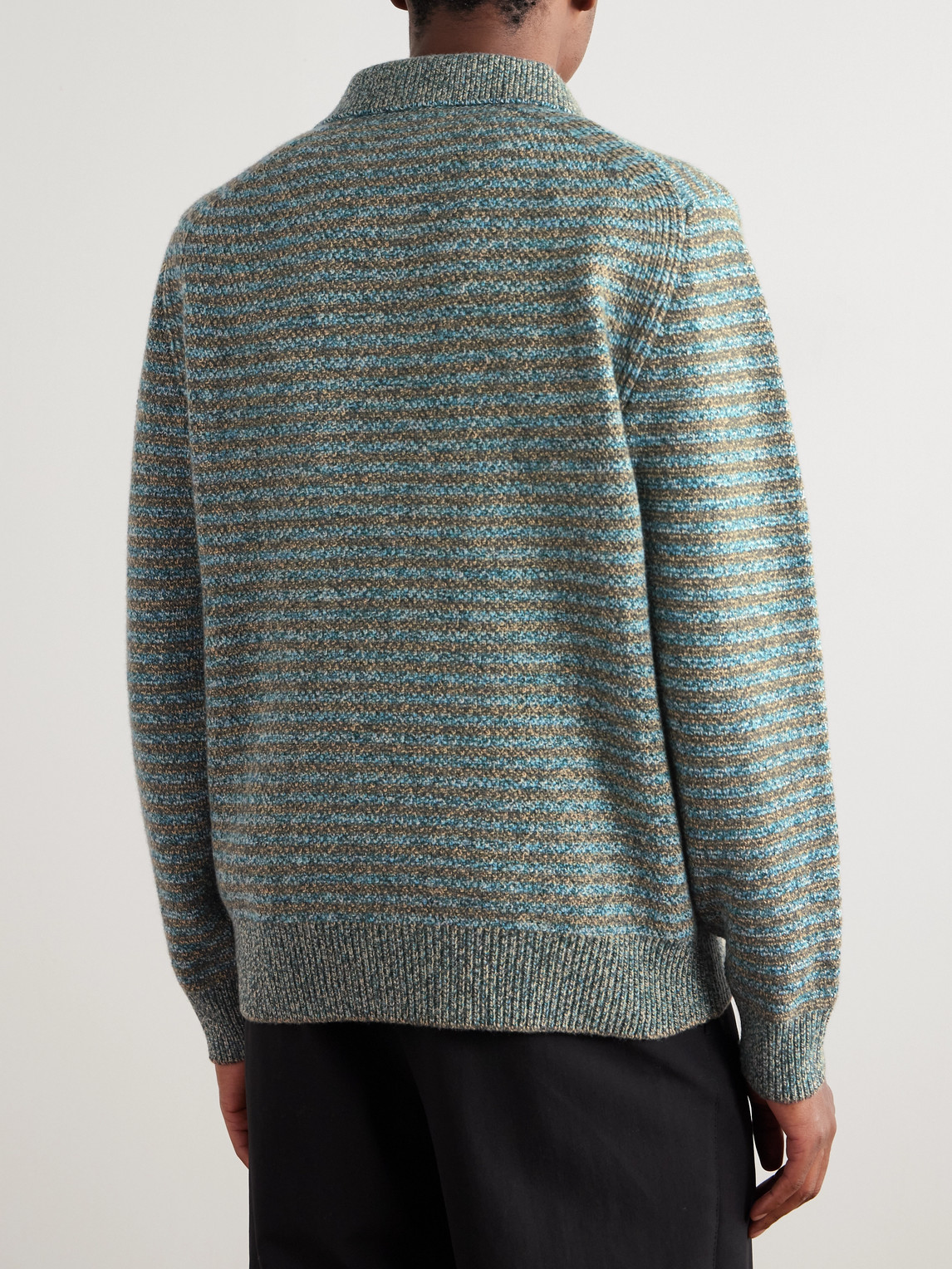 Paul Smith Striped Wool Polo Shirt In Blue