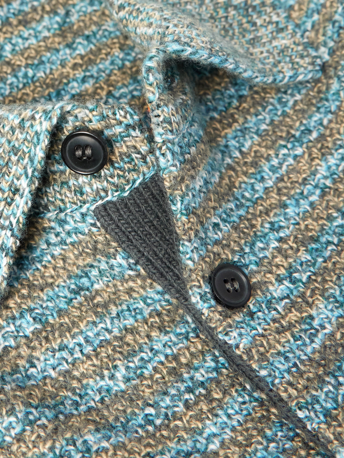 Paul Smith Striped Wool Polo Shirt In Blue