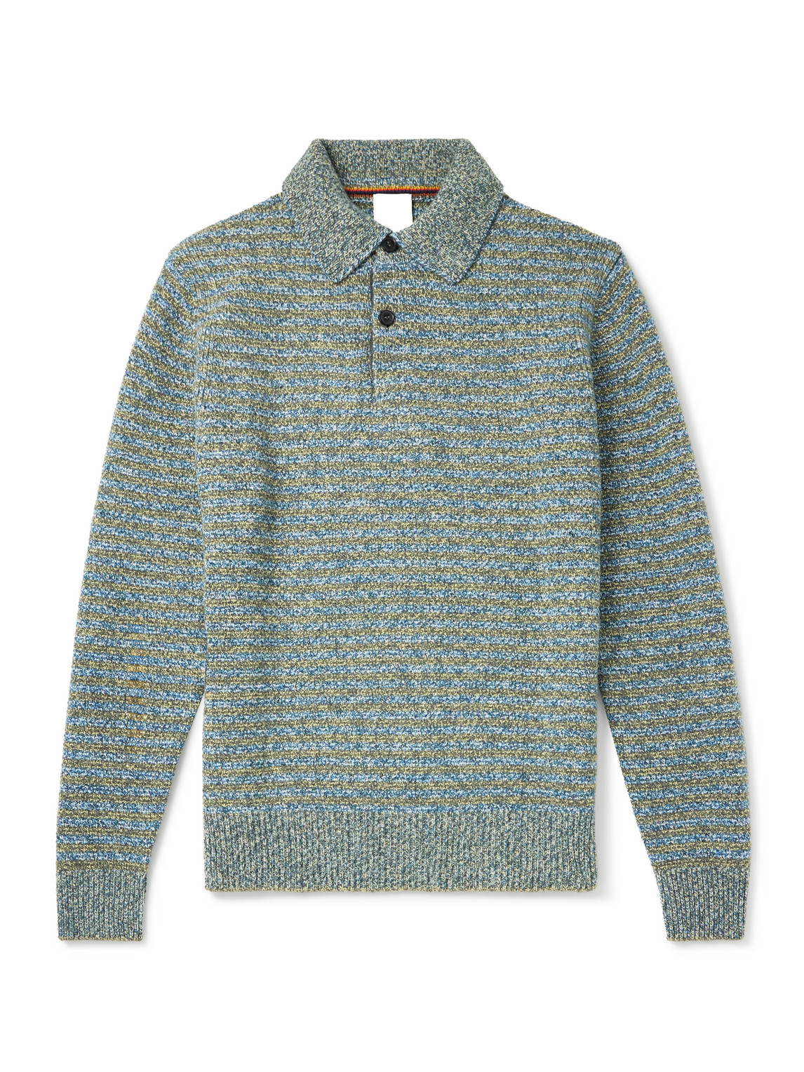 Paul Smith Striped Wool Polo Shirt In Blue