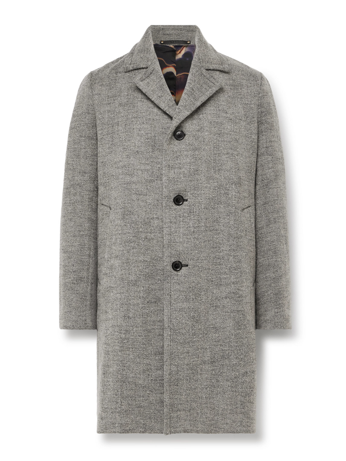 Paul Smith Herringbone Wool-blend Coat In Gray