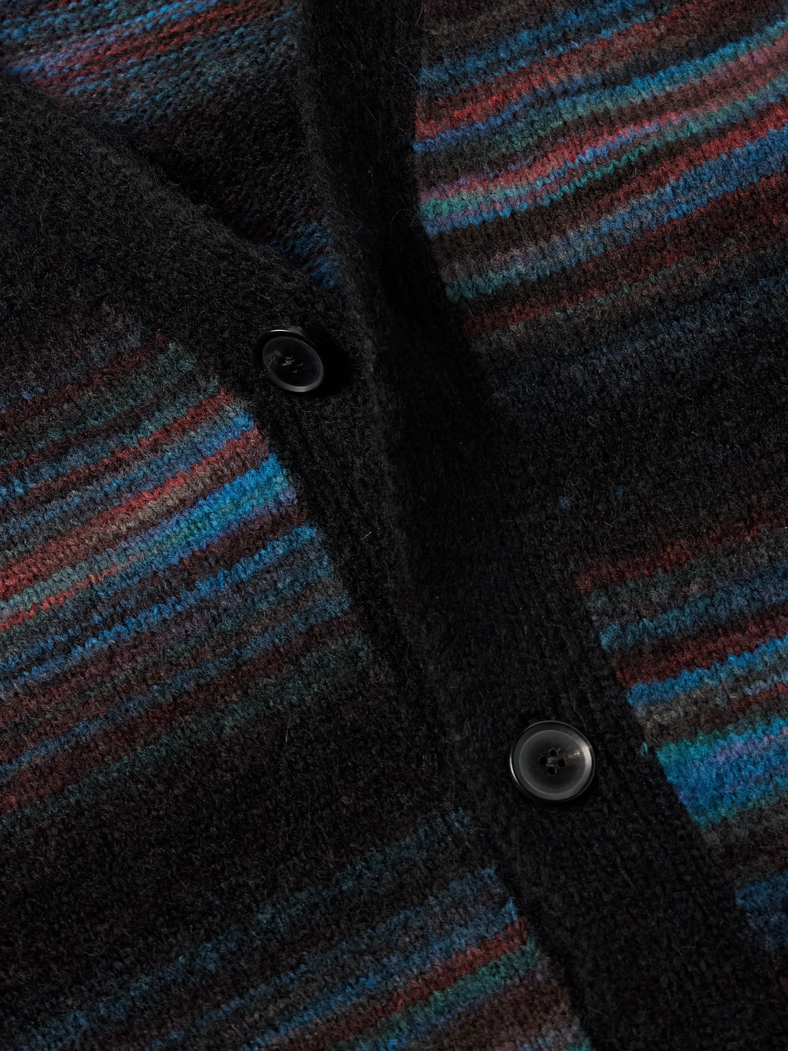 Paul Smith Horizontal Striped Cardigan With V-neck In Black