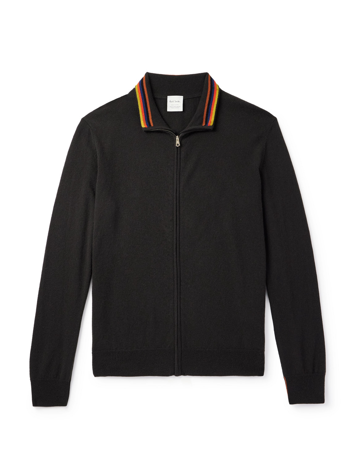 Paul Smith Cashmere Zip-up Cardigan In Black