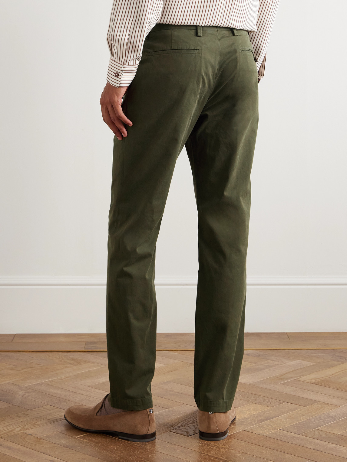 Paul Smith Straight-leg Cotton-blend Trousers In Green