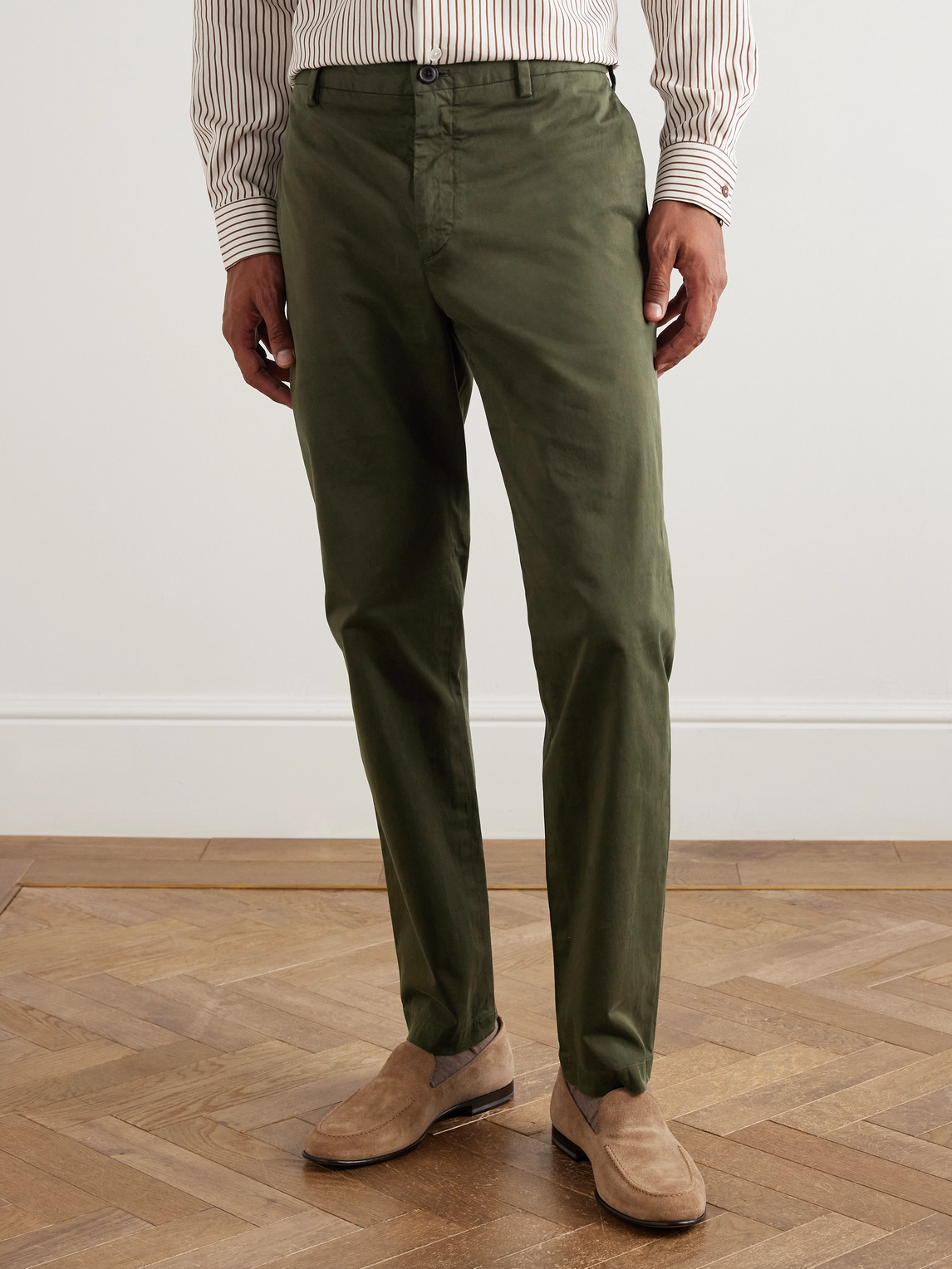 Paul Smith Straight-leg Cotton-blend Trousers In Green
