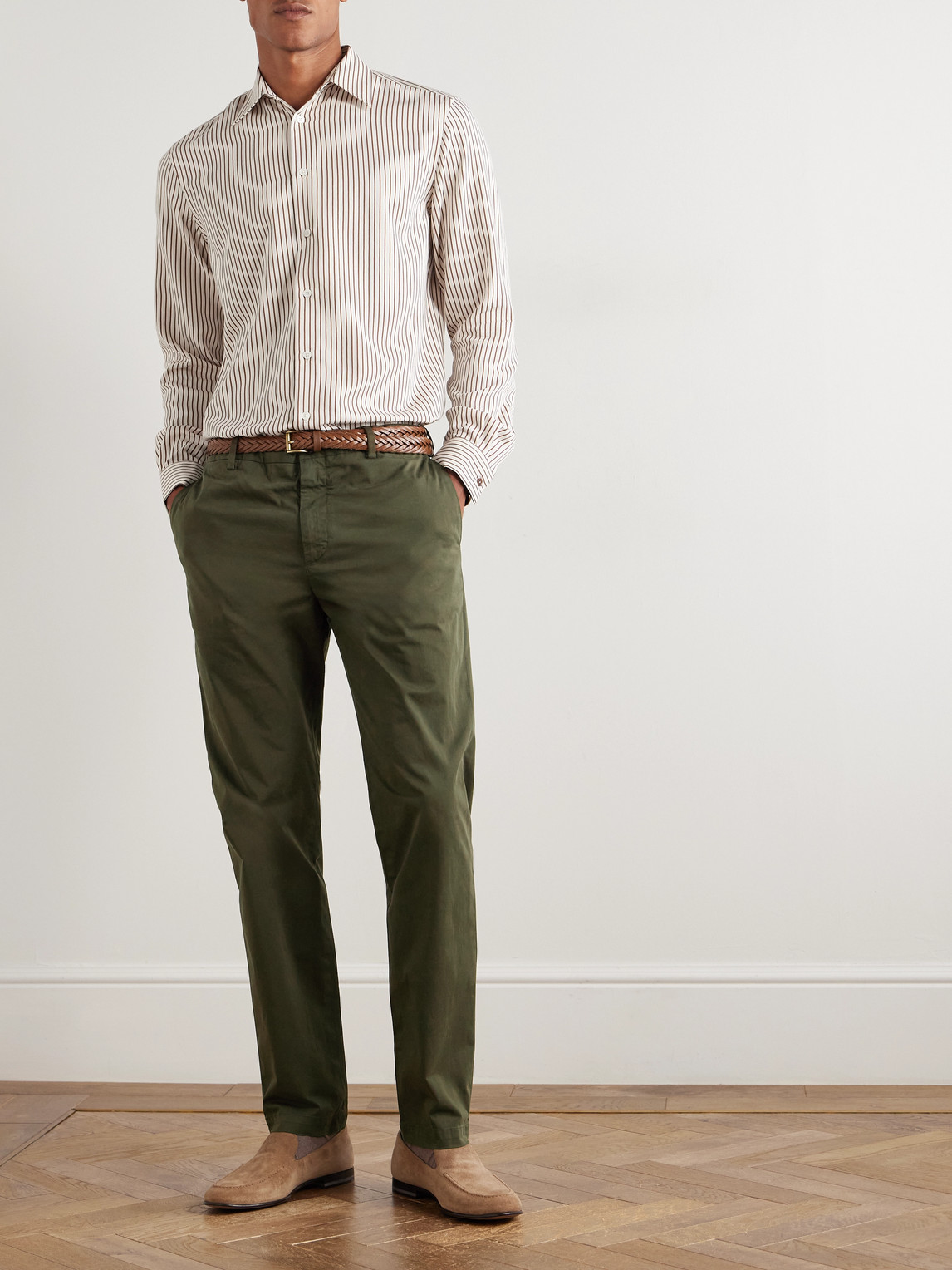 Paul Smith Straight-leg Cotton-blend Trousers In Green