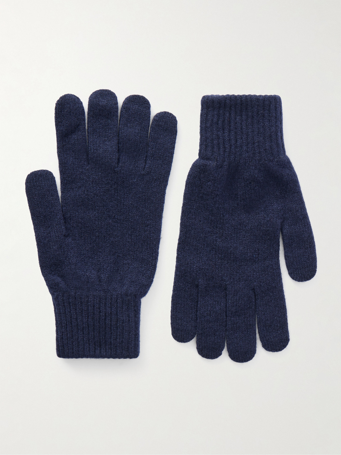 Paul Smith Merino Wool And Recycled-cashmere Blend Gloves In Blue