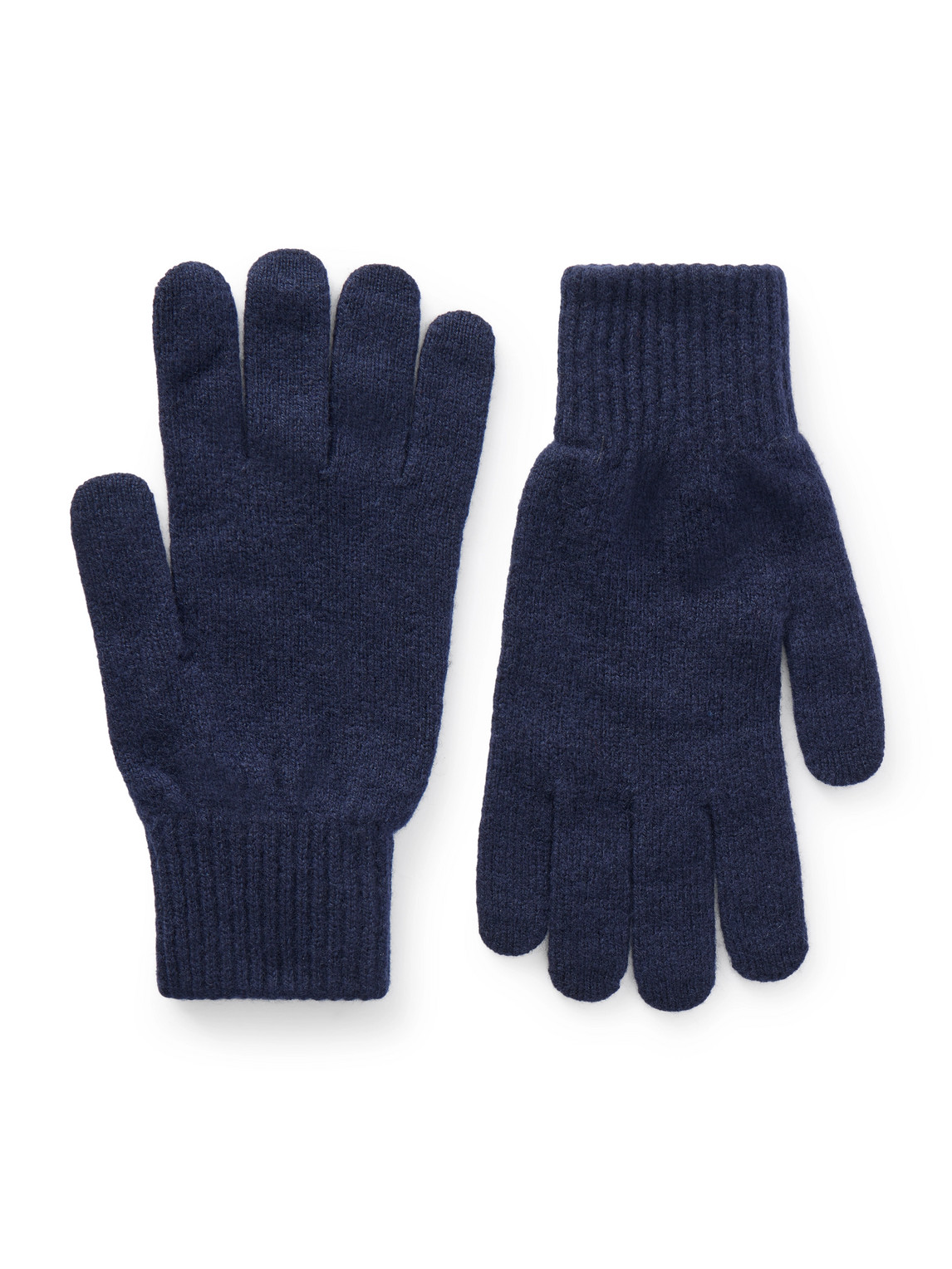 Paul Smith Merino Wool And Recycled-cashmere Blend Gloves In Blue