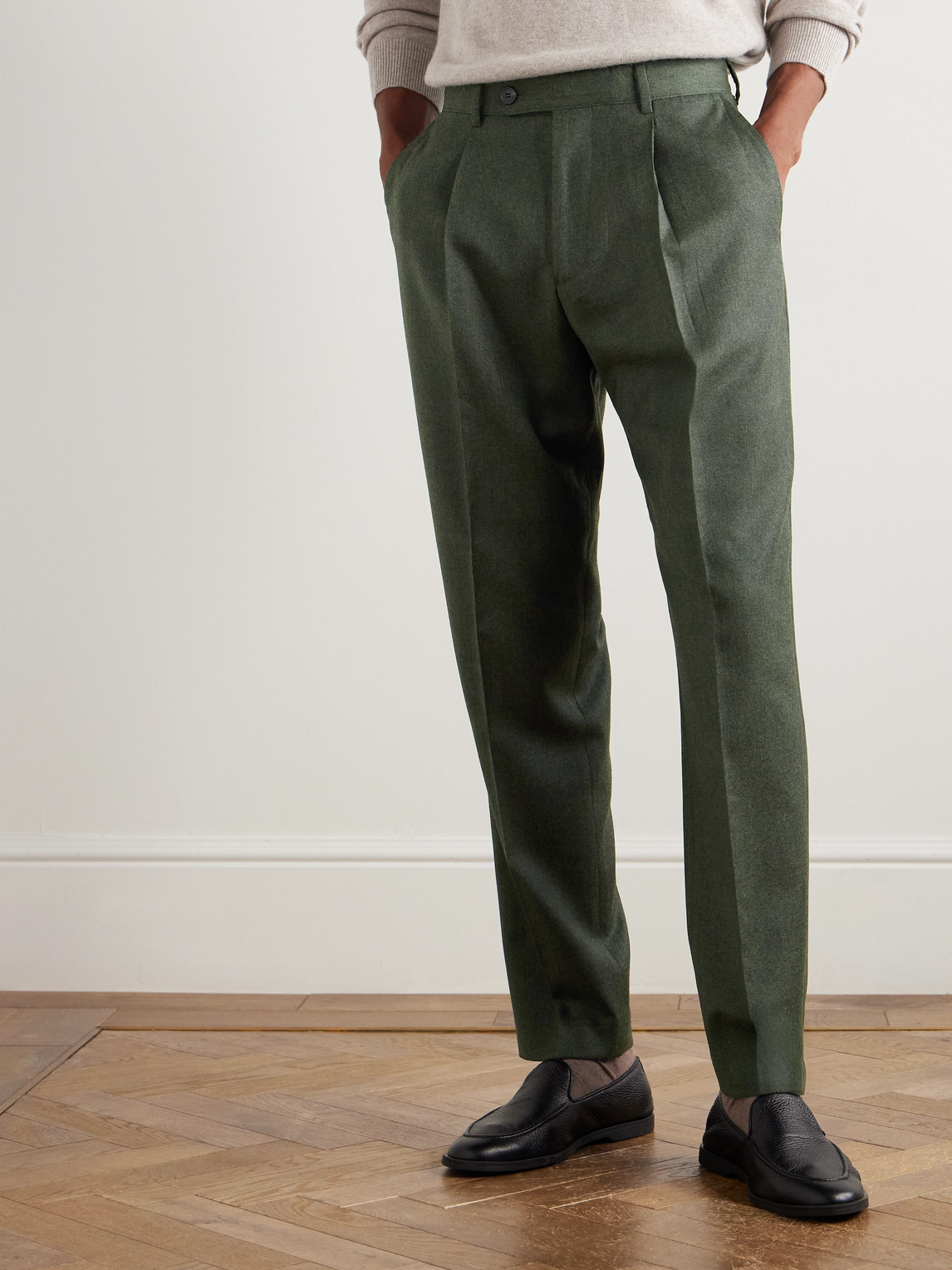 Paul Smith Straight-leg Pleated Wool And Cashmere-blend Suit Trousers In Gray