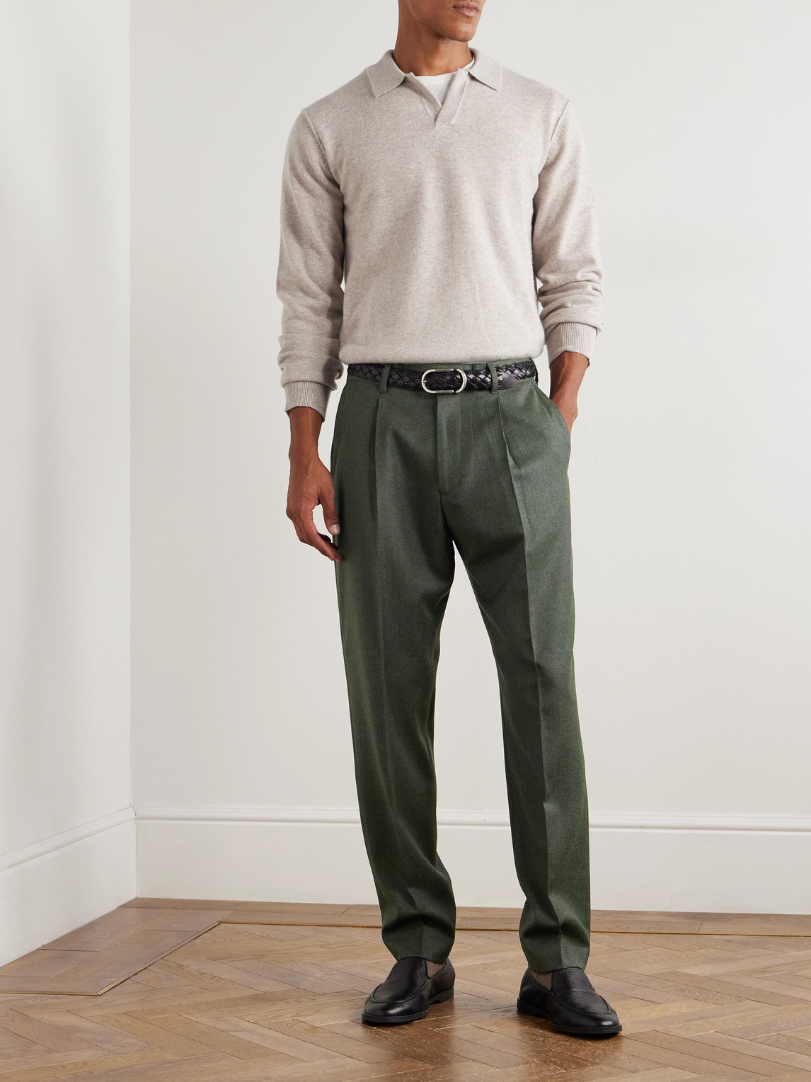 Paul Smith Straight-leg Pleated Wool And Cashmere-blend Suit Trousers In Gray