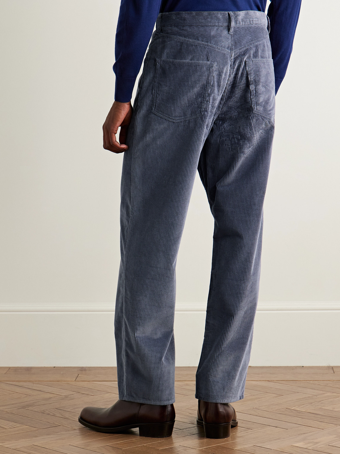 Paul Smith Straight-leg Cotton-corduroy Trousers In Blue
