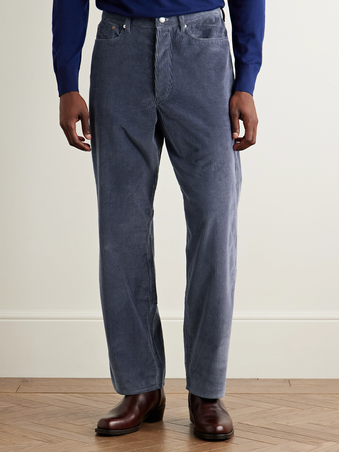 Paul Smith Straight-leg Cotton-corduroy Trousers In Blue