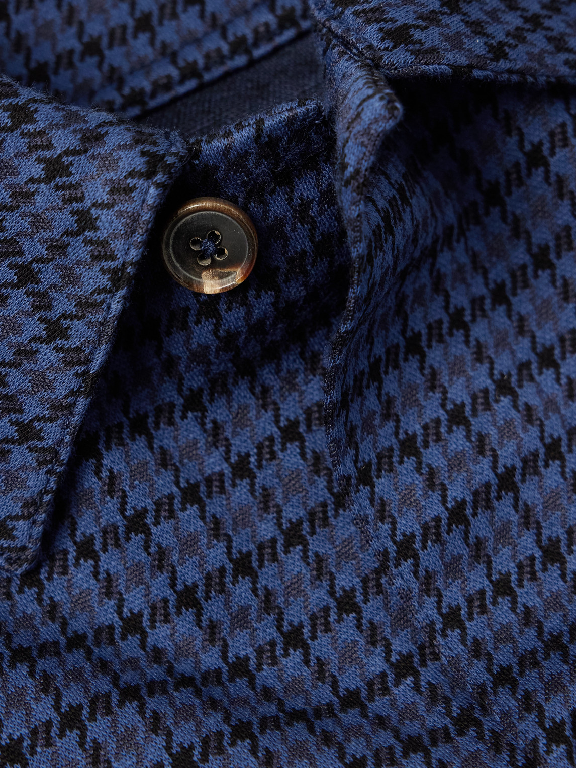 Paul Smith Houndstooth Cotton-blend Shirt In Blue