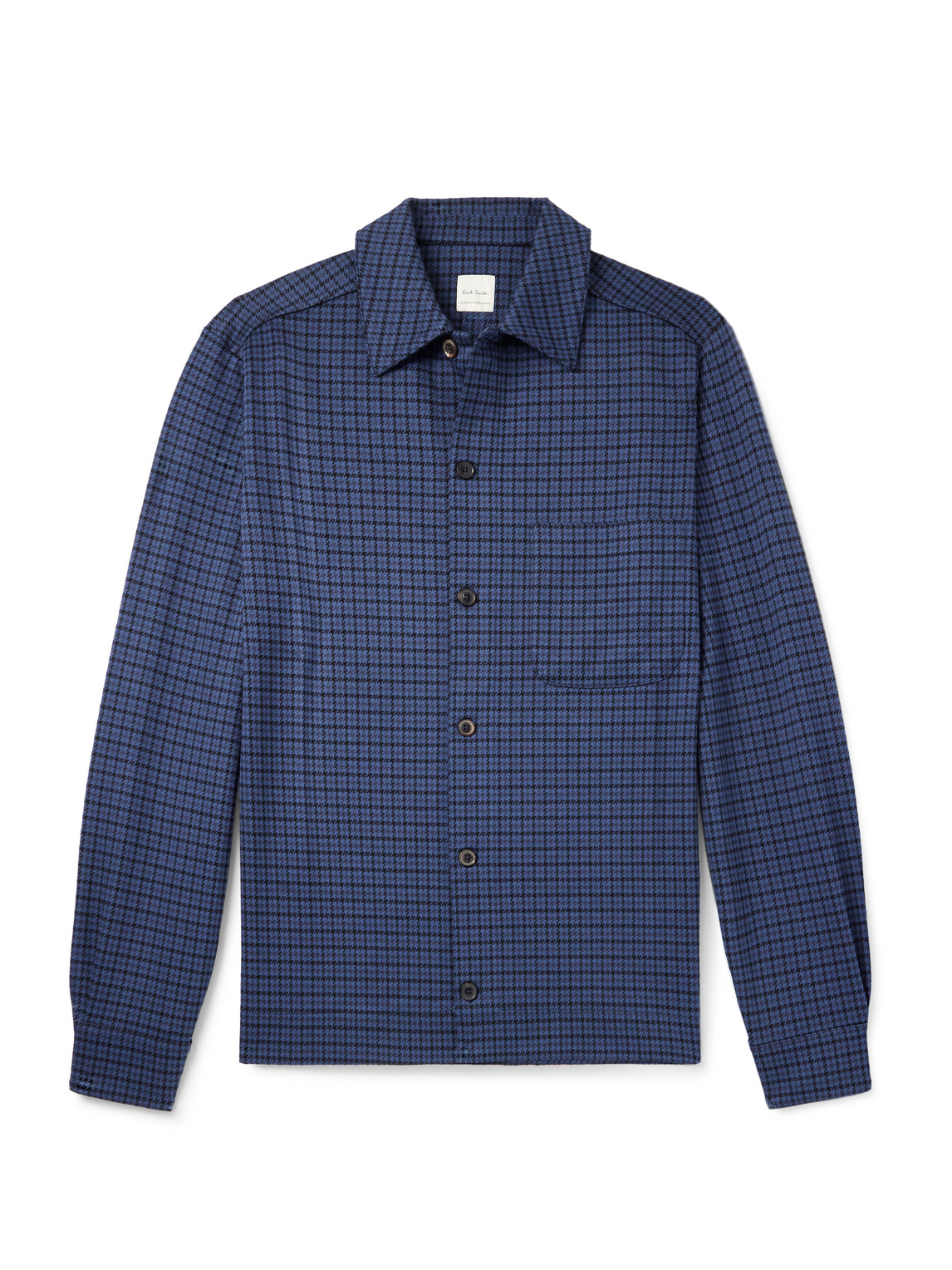 Paul Smith Houndstooth Cotton-blend Shirt In Blue