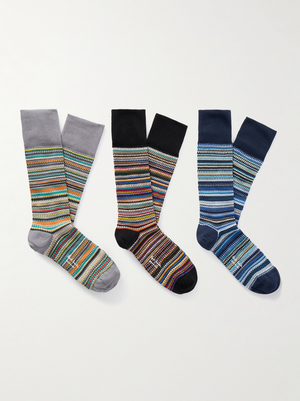 Paul Smith Three-Pack Striped Cotton-Blend Socks - Men