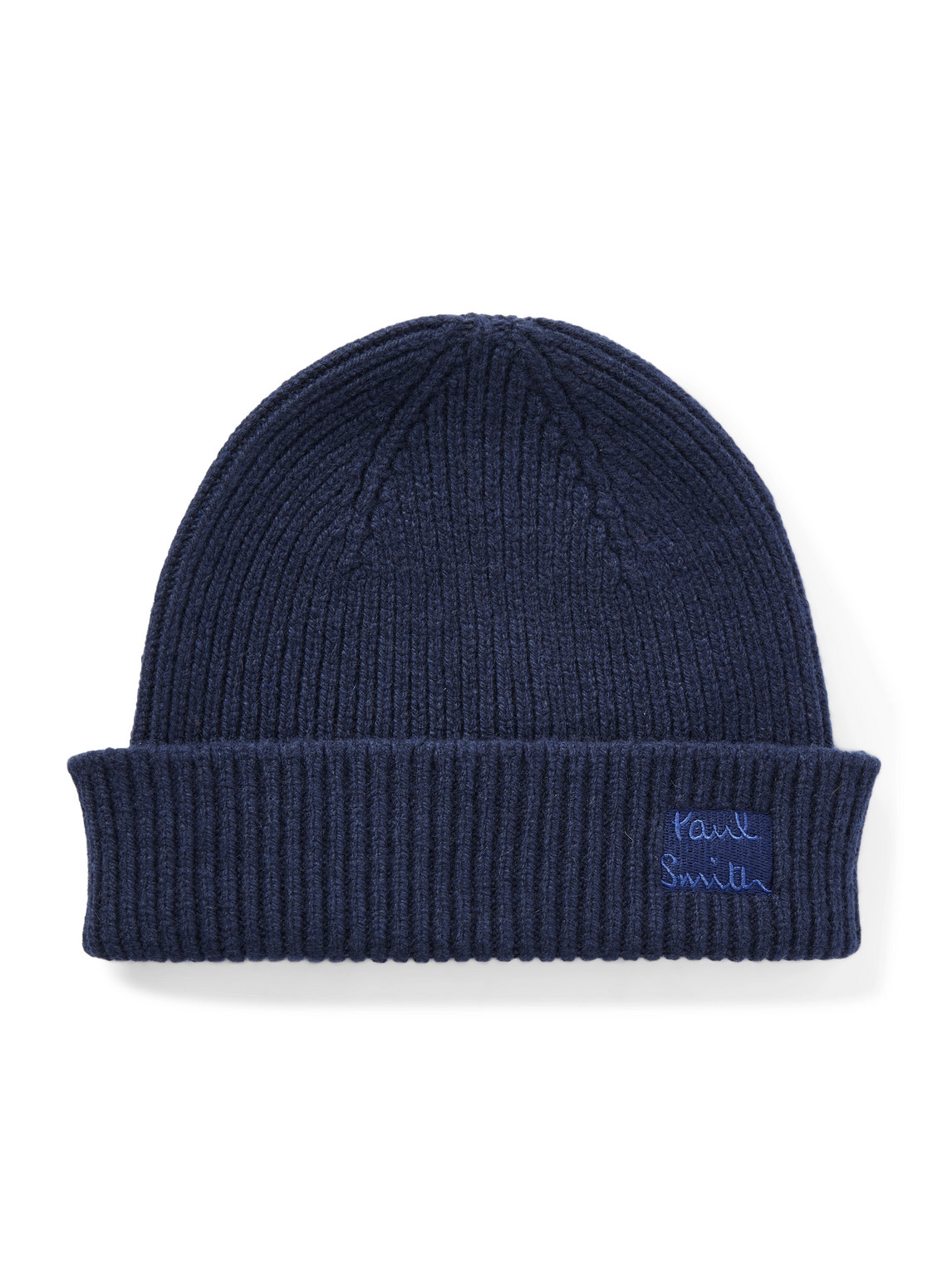 Paul Smith Ribbed Recycled-cashmere And Merino Wool-blend Beanie In Blue