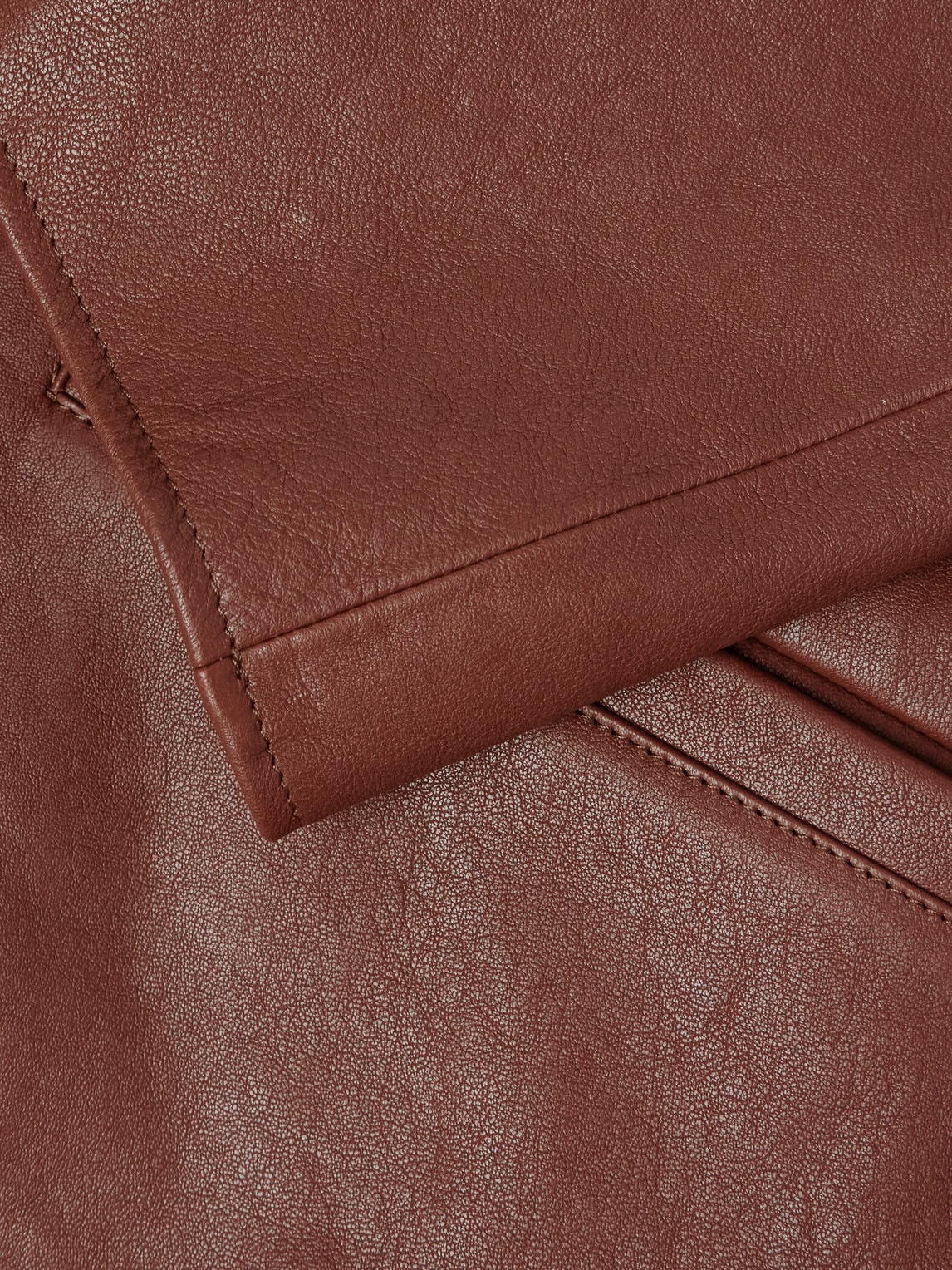 Paul Smith Shearling-collared Leather Jacket In Brown