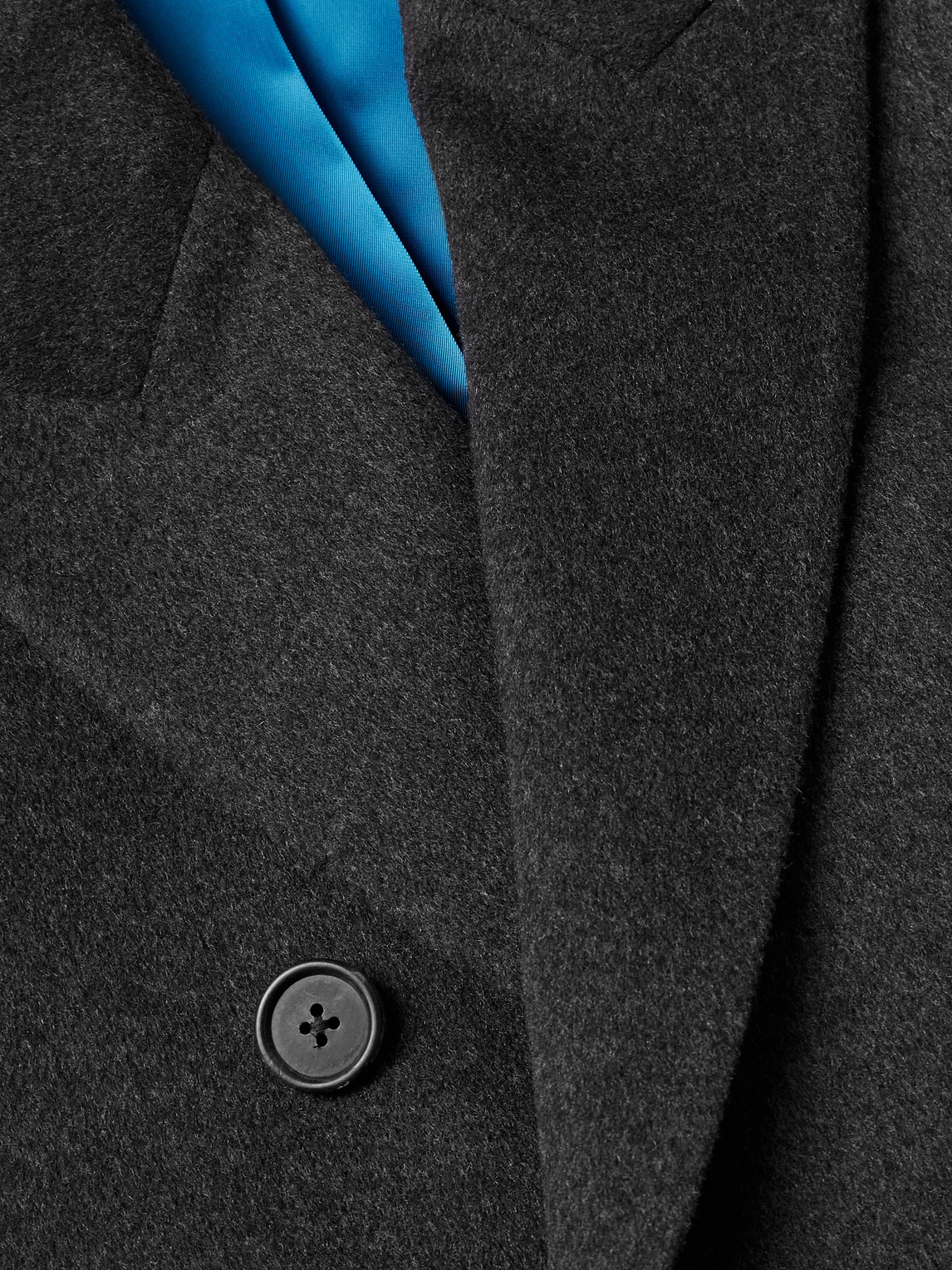 Paul Smith Charcoal Wool-cashmere Blend Double Breasted Overcoat Grey In Black