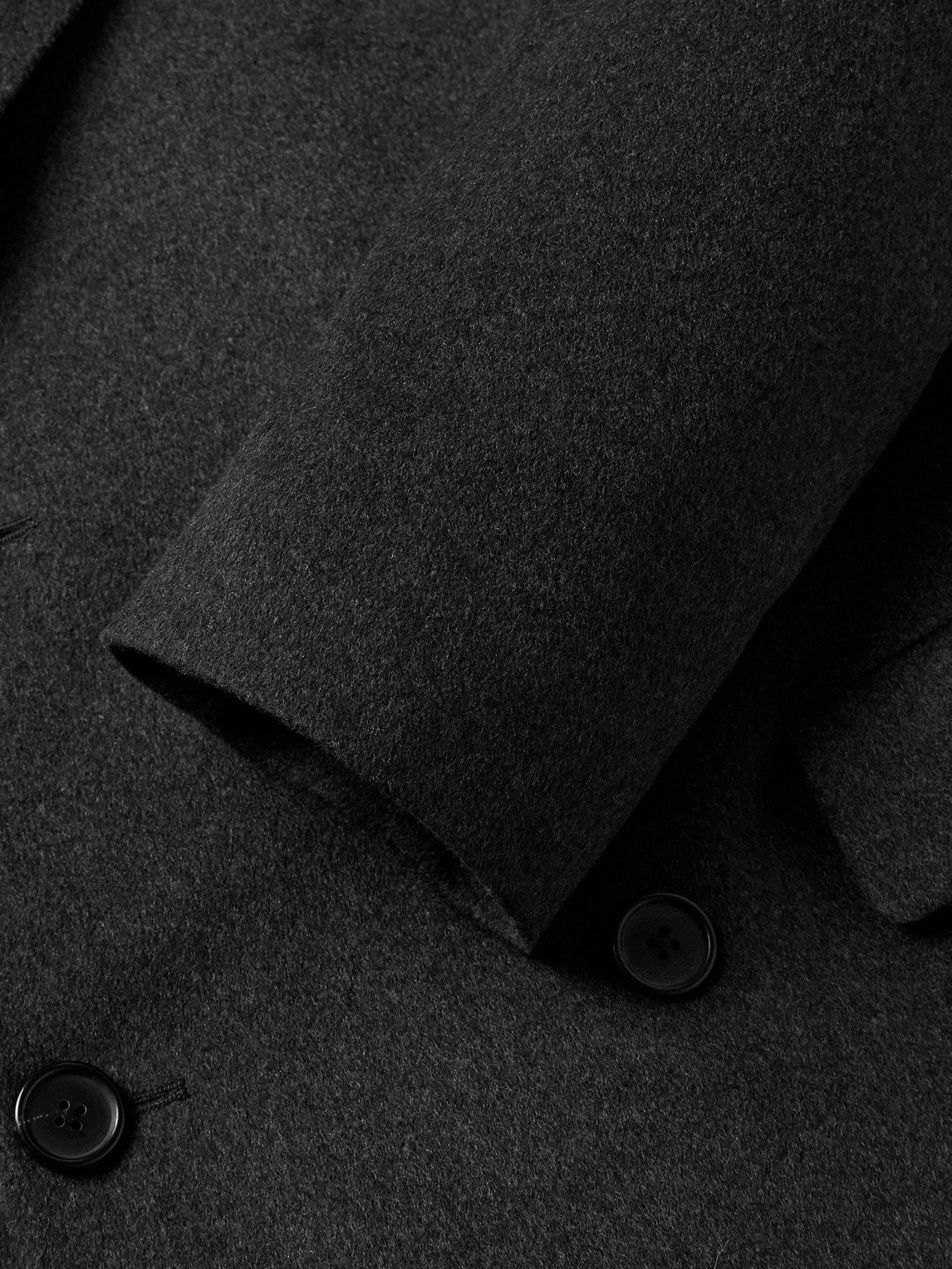 Paul Smith Charcoal Wool-cashmere Blend Double Breasted Overcoat Grey In Black