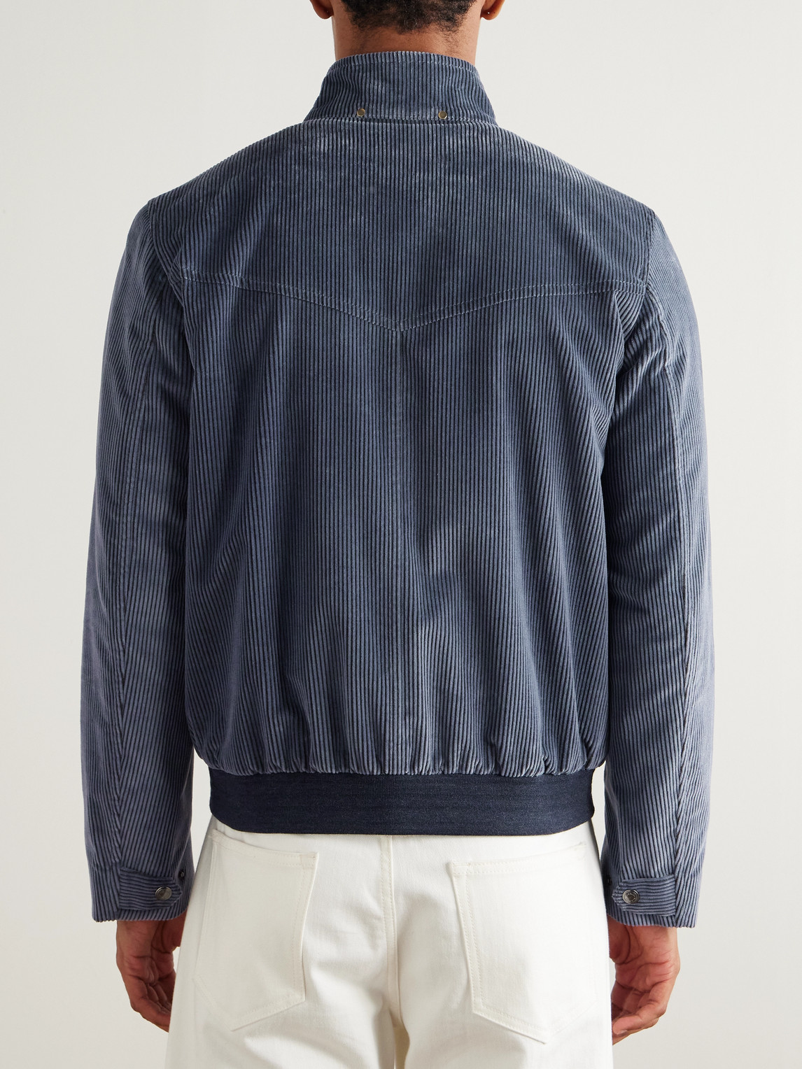 Paul Smith Blue Cotton-corduroy Bomber Jacket In Gray
