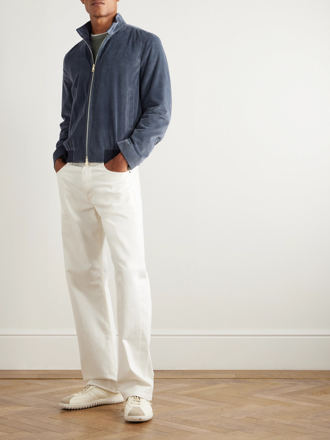 Paul Smith Blue Cotton-corduroy Bomber Jacket In Gray