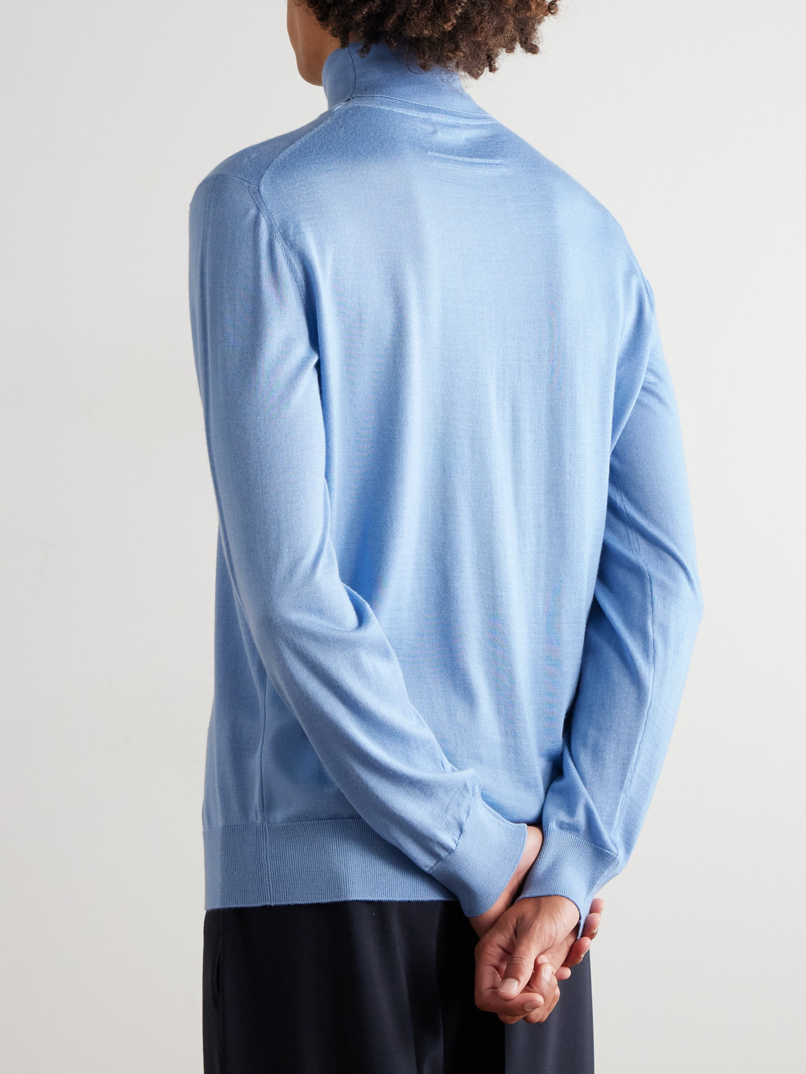  Zegna - Cashmere And Silk-blend Rollneck Sweater - Men - Blue - It 48 