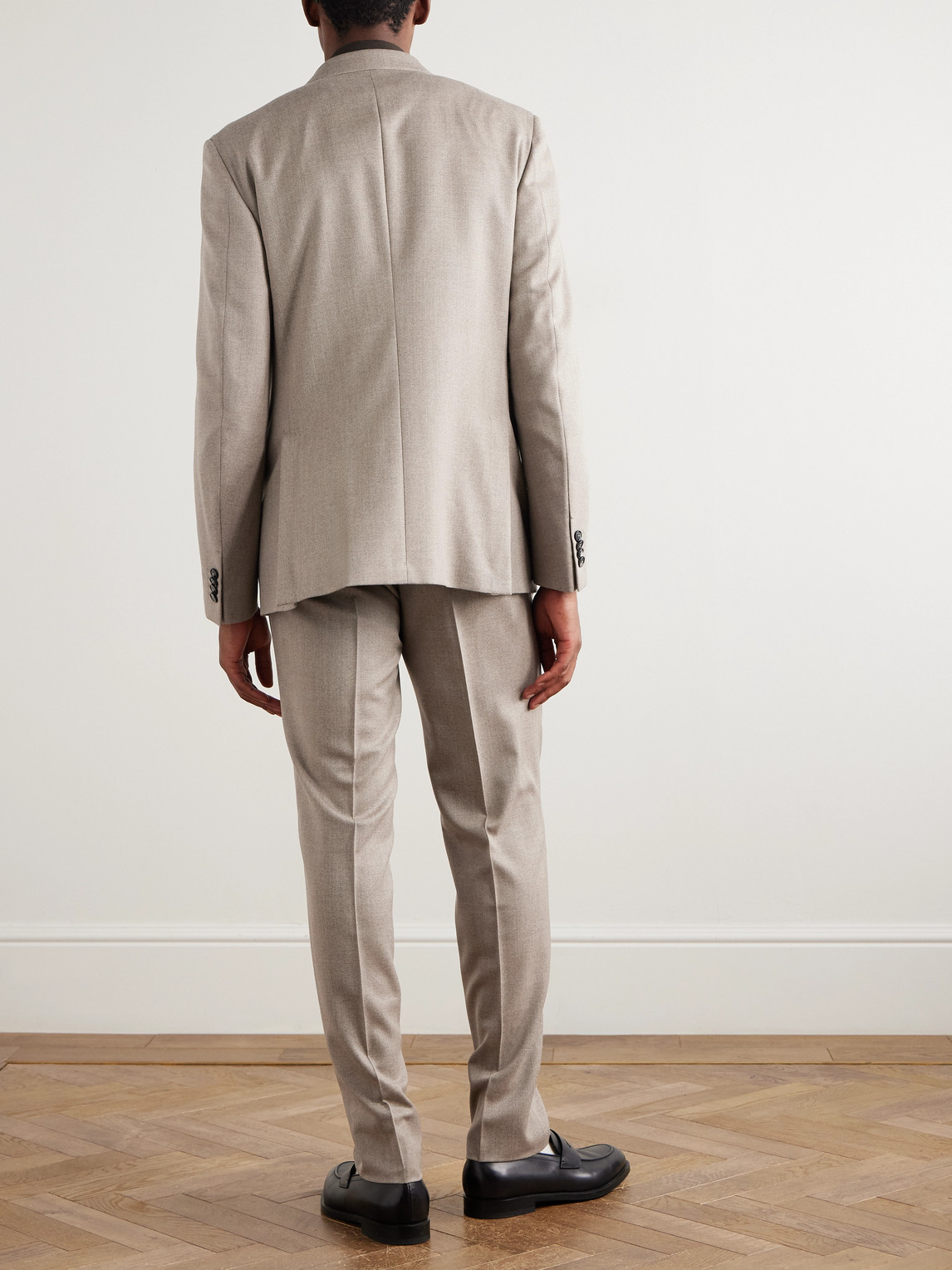 Zegna Wool-gabardine Suit In Gray