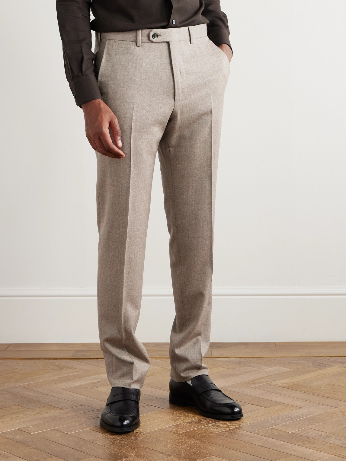 Zegna Wool-gabardine Suit In Gray